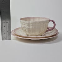 Image 3 of Scarce Antique Ulster Pottery Company Coalisland Parian Shell Trio c.1889