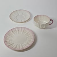 Image 4 of Scarce Antique Ulster Pottery Company Coalisland Parian Shell Trio c.1889