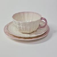 Image 1 of Scarce Antique Ulster Pottery Company Coalisland Parian Shell Trio c.1889