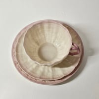 Image 7 of Scarce Antique Ulster Pottery Company Coalisland Parian Shell Trio c.1889
