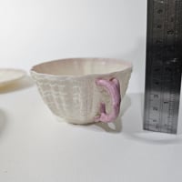 Image 12 of Scarce Antique Ulster Pottery Company Coalisland Parian Shell Trio c.1889