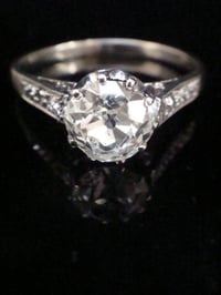 Image 1 of  Edwardian Platinum 1.08ct diamond solitaire engagement ring diamond shoulders