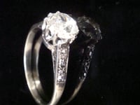 Image 2 of  Edwardian Platinum 1.08ct diamond solitaire engagement ring diamond shoulders