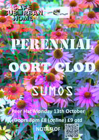 PERENNIAL, OORT CLOD, SUMOS @ PEER HAT 13TH OCTOBER (collab with SAFE SUBURBAN HOME RECORDS)