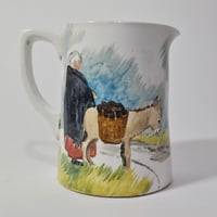 Image 1 of Unique Hand-Painted Carrigaline Irish Pottery 1/2 Pint Jug c.1950s/60s