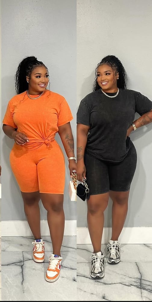 Image of KEEP IT SIMPLE Acid Wash Set-plus size 