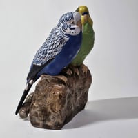 Image 1 of Vintage Royal Copenhagen Faience Pair of Budgies designed by Jeanne Grut