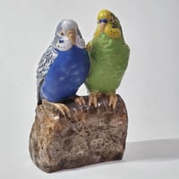 Image 2 of Vintage Royal Copenhagen Faience Pair of Budgies designed by Jeanne Grut