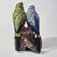Image 4 of Vintage Royal Copenhagen Faience Pair of Budgies designed by Jeanne Grut