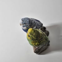 Image 7 of Vintage Royal Copenhagen Faience Pair of Budgies designed by Jeanne Grut