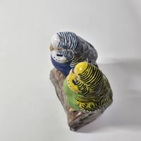 Image 8 of Vintage Royal Copenhagen Faience Pair of Budgies designed by Jeanne Grut