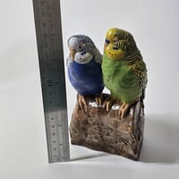 Image 9 of Vintage Royal Copenhagen Faience Pair of Budgies designed by Jeanne Grut