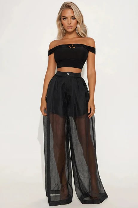 Image of Organza Sheer Wide-leg Pants 