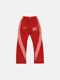 Image 1 of  GIRLS ARE DRUGS® FLARED TRACK PANTS - RED