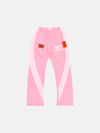 GIRLS ARE DRUGS® FLARED TRACK PANTS - SOFT PINK