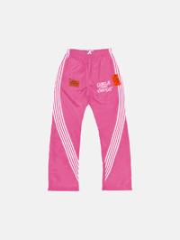  GIRLS ARE DRUGS® FLARED TRACK PANTS - HOT PINK