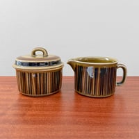 Image 1 of Arabia Finland Kosmos Sugar Bowl and Creamer
