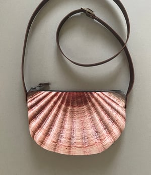 Image of Seashell, crossbody velvet bag with leather strap
