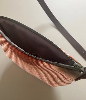Image of Seashell, crossbody velvet bag with leather strap