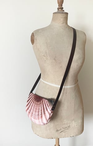 Image of Seashell, crossbody velvet bag with leather strap
