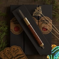 Image 2 of Bent Rivers marking knife with Fine Amboyna Burl scales #2