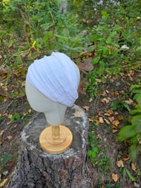 Image 3 of Cashmere Stretchy Headcovering in Ivory- Full Coverage 
