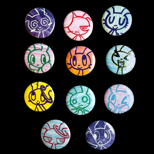HAND DRAWN BUNNY BUTTONS