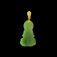 Image 3 of 10K Strong Green Jade Kuan Yin Pendant