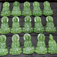 Image 4 of 10K Strong Green Jade Kuan Yin Pendant