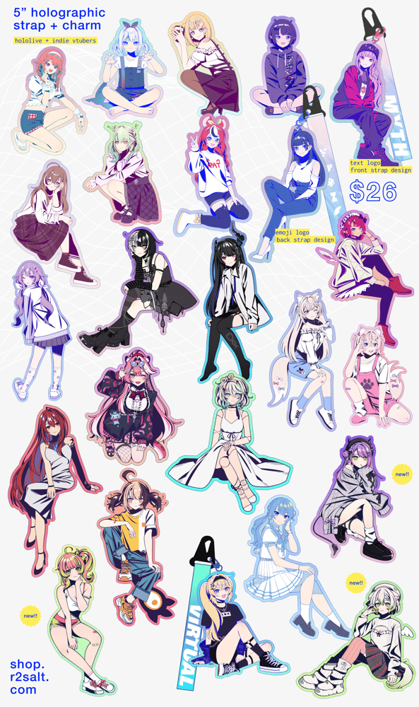 Image of 5" Hololive & Indie Vtubers Holographic Strap + Charm