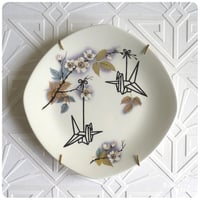 Image 1 of Origami Birds - Hand Painted Vintage Plate