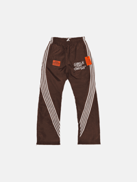  GIRLS ARE DRUGS® FLARED TRACK PANTS - BROWN
