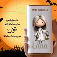 Image 2 of 40g Personalised Milk Or White Chocolate Bar - Halloween Girl 1