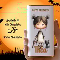 Image 3 of 40g Personalised Milk Or White Chocolate Bar - Halloween Girl 1