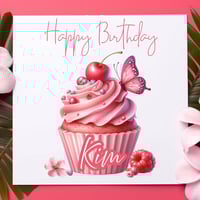 Image 2 of 100g Personalised Milk Chocolate Bar & Matching Birthday Card -  Pink Cupcake