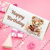 Image 1 of 100g Personalised Milk Chocolate Bar & Matching Birthday Card -  Teddy Bear