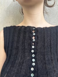 Image 10 of Mohair black  boat neck top with Pearl buttons in front