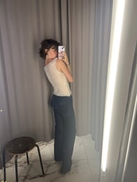 Image 7 of Mohair white boat neck top with Pearl buttons 