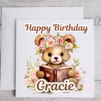 Image 2 of 100g Personalised Milk Chocolate Bar & Matching Birthday Card -  Teddy Bear