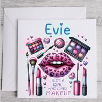 Image 2 of 100g Personalised Milk Chocolate Bar & Matching Birthday Card -  Make Up Girl