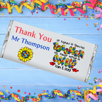 Image 1 of 100g Personalised Milk Chocolate Bar & Matching Card For Teacher - SEND 1