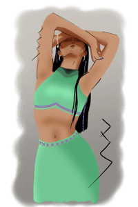 Lady in Green White Tee