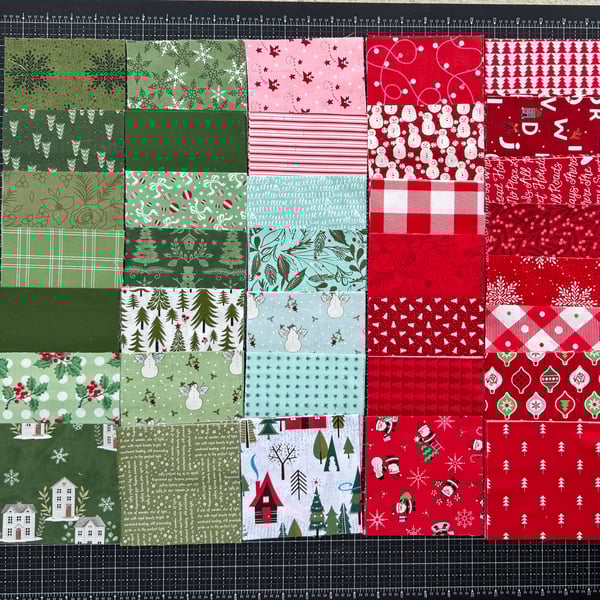 Image of (224) 5" squares of Christmas Fabrics