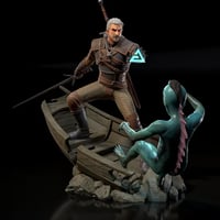 Image 2 of Geralt of Rivia - The Witcher Fan Art Statue and Bust 
