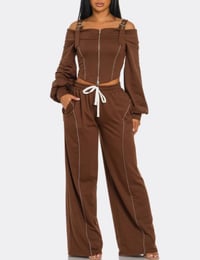 Image 1 of Cold Shoulder Pant Set