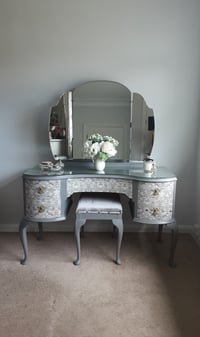 Image 1 of Queen Anne style Dressing Table in dove grey.