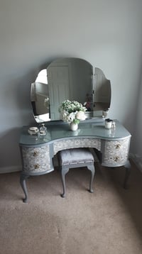Image 2 of Queen Anne style Dressing Table in dove grey.