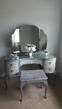 Image 3 of Queen Anne style Dressing Table in dove grey.
