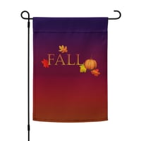 Image 3 of Garden flag - Fall Leaves and Pumpkin Sunset