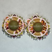 Image 1 of “Pumpkin Spice” beaded earrings
